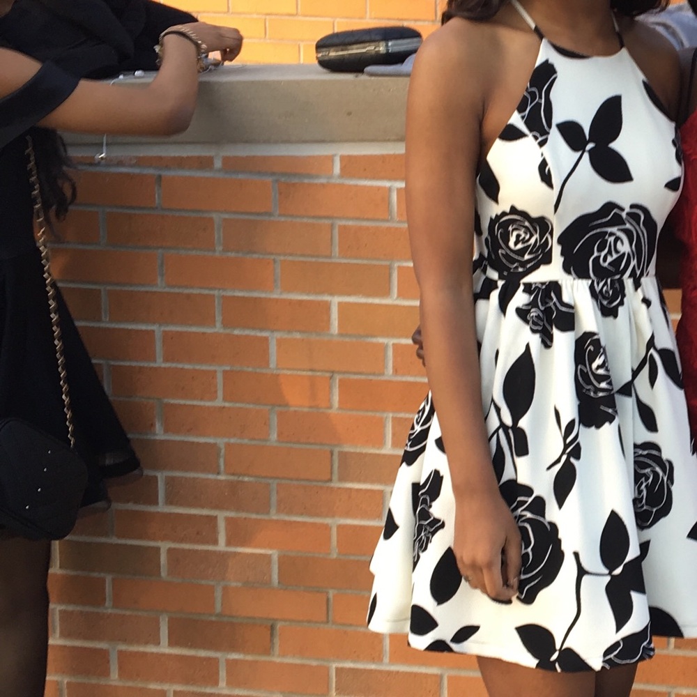 Bloomingdales Aqua Black & White Dress - Size S